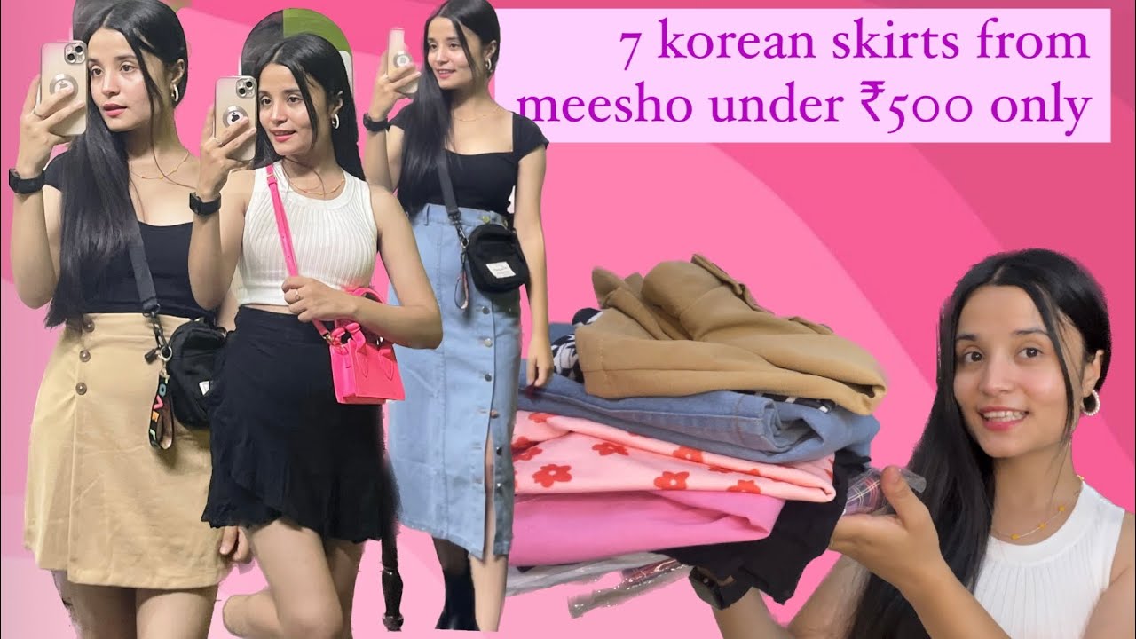 Korean skirts from meesho under ₹500 only// latest meesho korean skirts