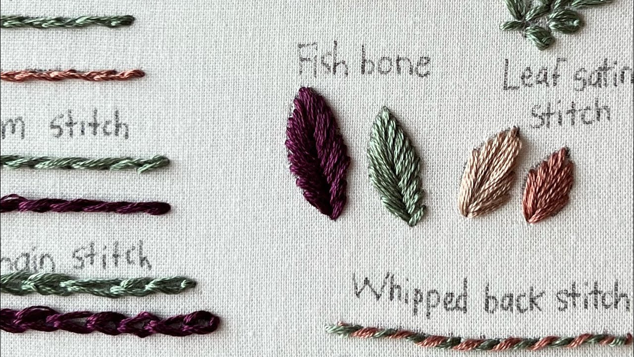 16/20: How to Do a Fishbone Stitch | Beginner Hand Embroidery - YouTube