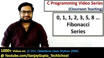 Print fibonacci series in C programming using for loop | C programming video tutorials