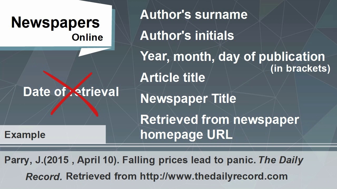 How To Reference A Newspaper Or Magazine Article In Apa Youtube