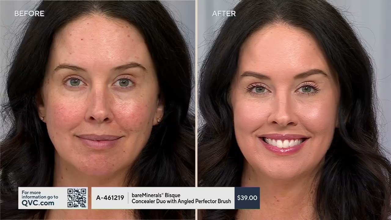bareMinerals Bisque Concealer Duo with Angled Perfector Brush on QVC