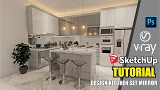 tutorial DESIGN MODELING 3D  sketchup membuat kitchen set full modeling and render