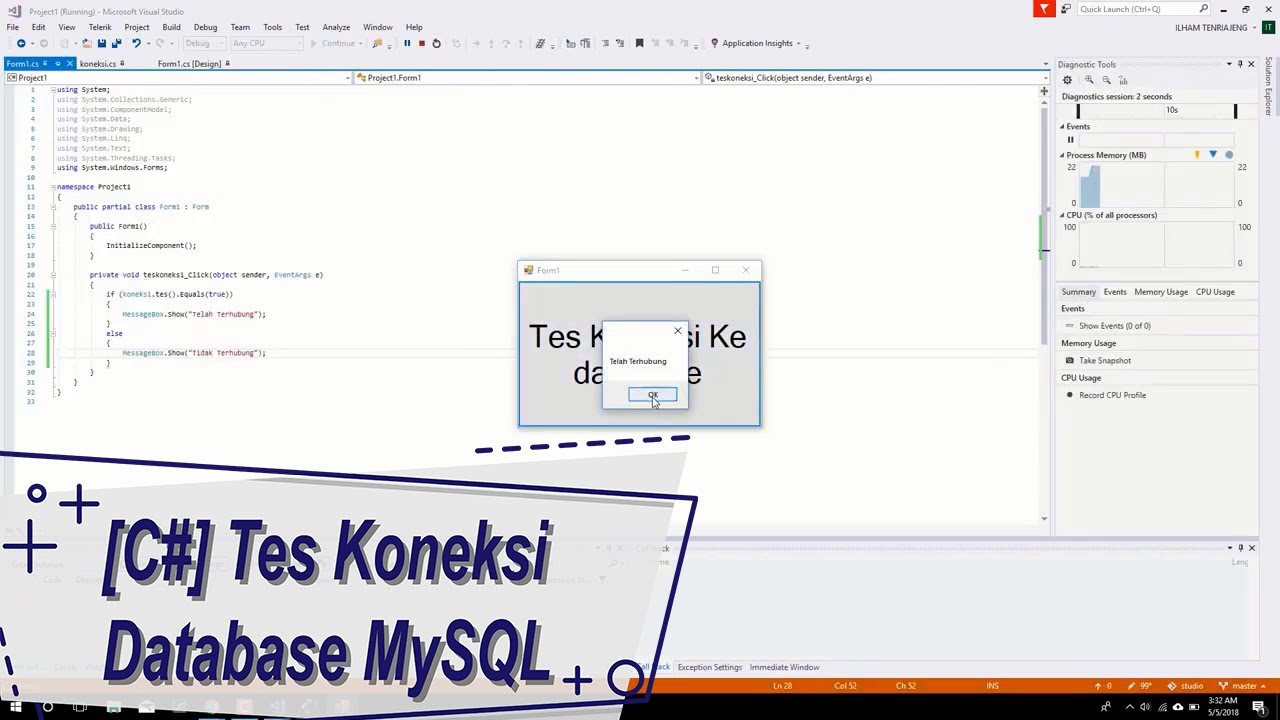 Belajar C# : Tes Koneksi Database MySQL - YouTube