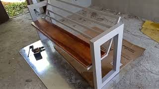 DIY SIMPLE MODERN BENCH/ MADE IN STEEL AND HARDWOOD/ SIMPLE TV CONSOLE MADE IN STEEL AND HARDWOOD