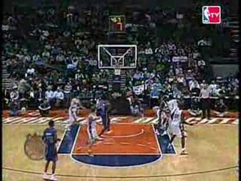 Chauncey Billups makes the around-the-back pass in...