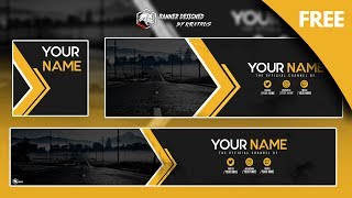 FREE PACK CHANNEL: BLACK AND YELLOW | YOUTUBE BANNER, LOGO AND TWITTER HEADER #10 + [Free Download]