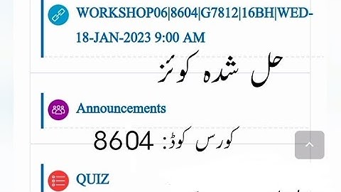 AIOU | B.ed 8604 | solved quiz | workshop mcqs | quiz 2023
