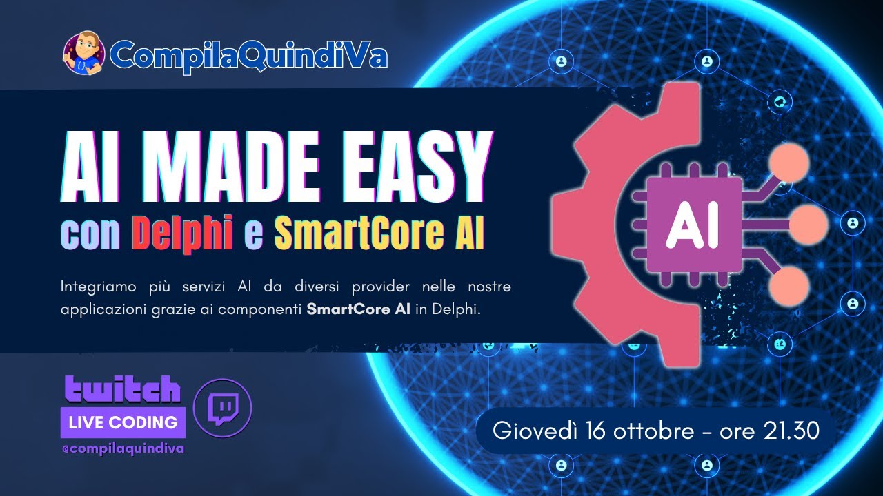 PROGRAMMIAMO CON L'AI: generiamo testo, immagini e #JSON dalle nostre app #Delphi con SmartCore #AI