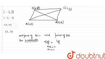 The co-ordinates of three vertices of a parallelogram `ABCD` are `A(1,0)` , `B(3,4)` and `C(1,2)`.