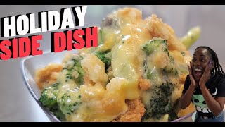 Easy broccoli casserole with ritz cracker topping | Holiday side dish