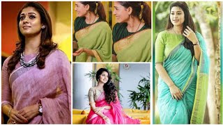 Celebrities in Linen Sarees/Linen Saree Styling /Linen Saree Blouses /Latest Linen Sarees 2022 screenshot 3