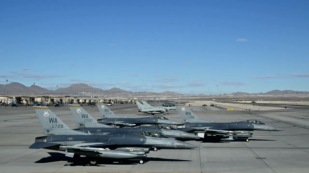 Red Flag-Nellis Take offs End of Runway - Time Lapse.