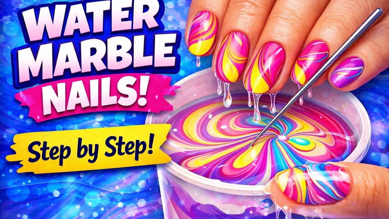 HOW TO DO WATER MARBLE NAIL ART TUTORIAL AT HOME || Easy way to make water marble nail art || 