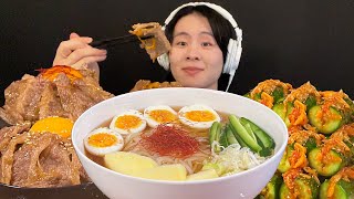 ASMR 焼肉丼&盛岡冷麺‼️【咀嚼音/mukbang/Eating Sounds】【日本語字幕】