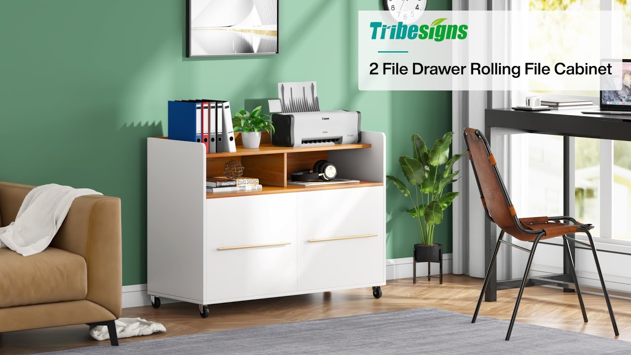 Tribesigns Rolling File Cabinet with  2-Drawer - XK00413