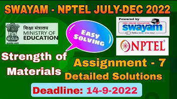 NPTEL Strength of Materials  #assignment -7 I July-Dec 2022 I Detailed Solutions