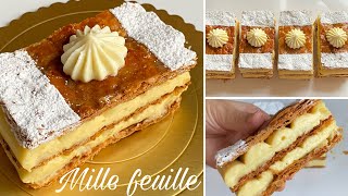 Millefeuille - caramelized puff pastry- ميل فوي بعجين مورق كاراميليزي