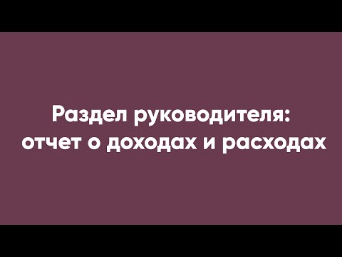 Раздел руководителя: отчет о доходах и расходах