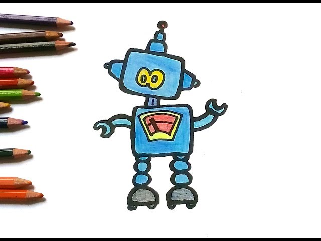 🤖 How to Draw a Cartoon Robot  Easy Drawing for Kids 