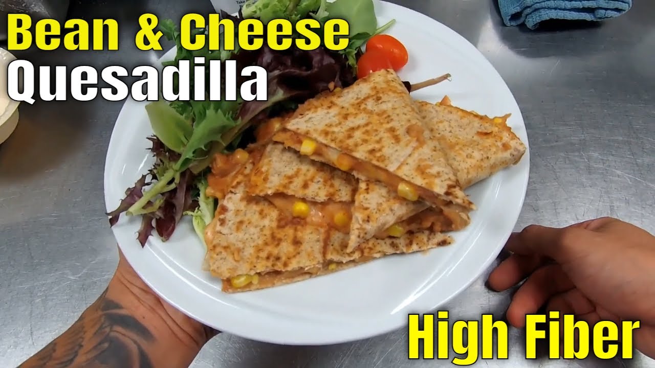 High protein refried beans quesadilla