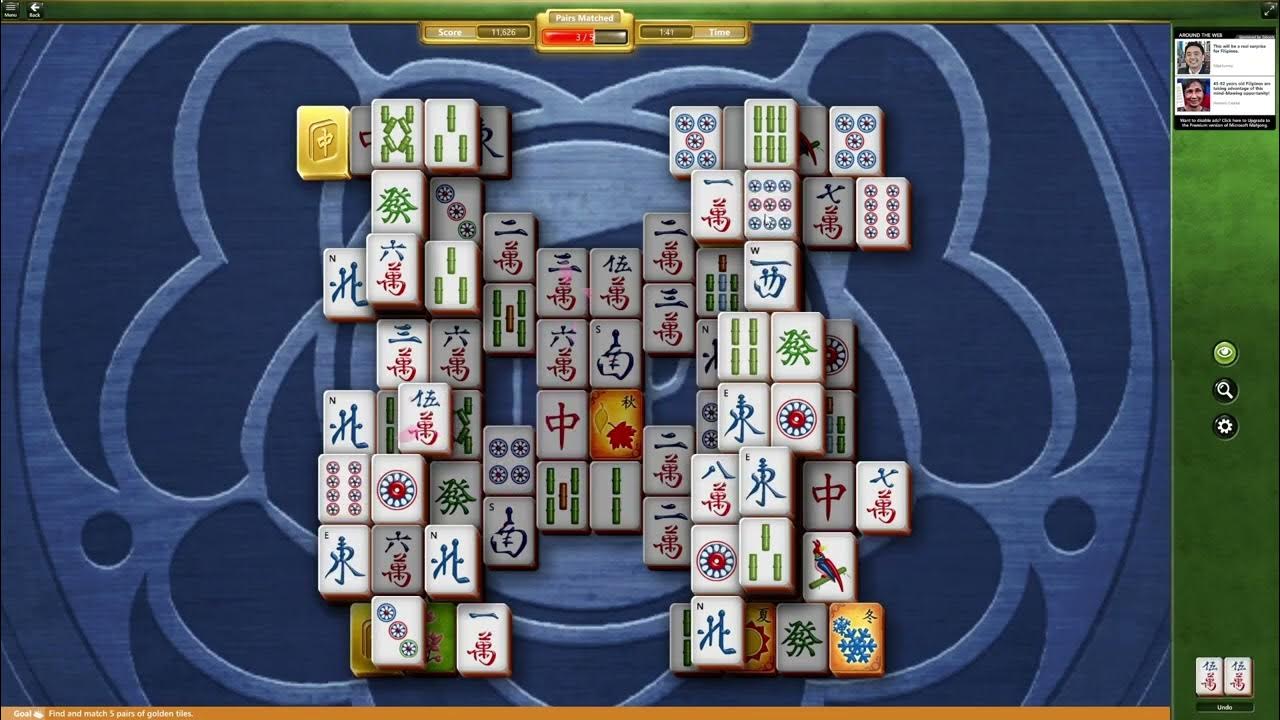 Microsoft mahjong daily challenge january 22nd 2023 golden tiles