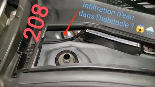 SOLUTION ÉVACUATION D'EAU DE PLUIE BAIE DE PAREBRISE SUR PEUGEOT 208 / C3 / DS3