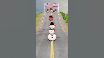 Longer Bus vs Keychained Labubu & Snowman 3D Character Models BeamNG Drive #beamngshorts #gameplay
