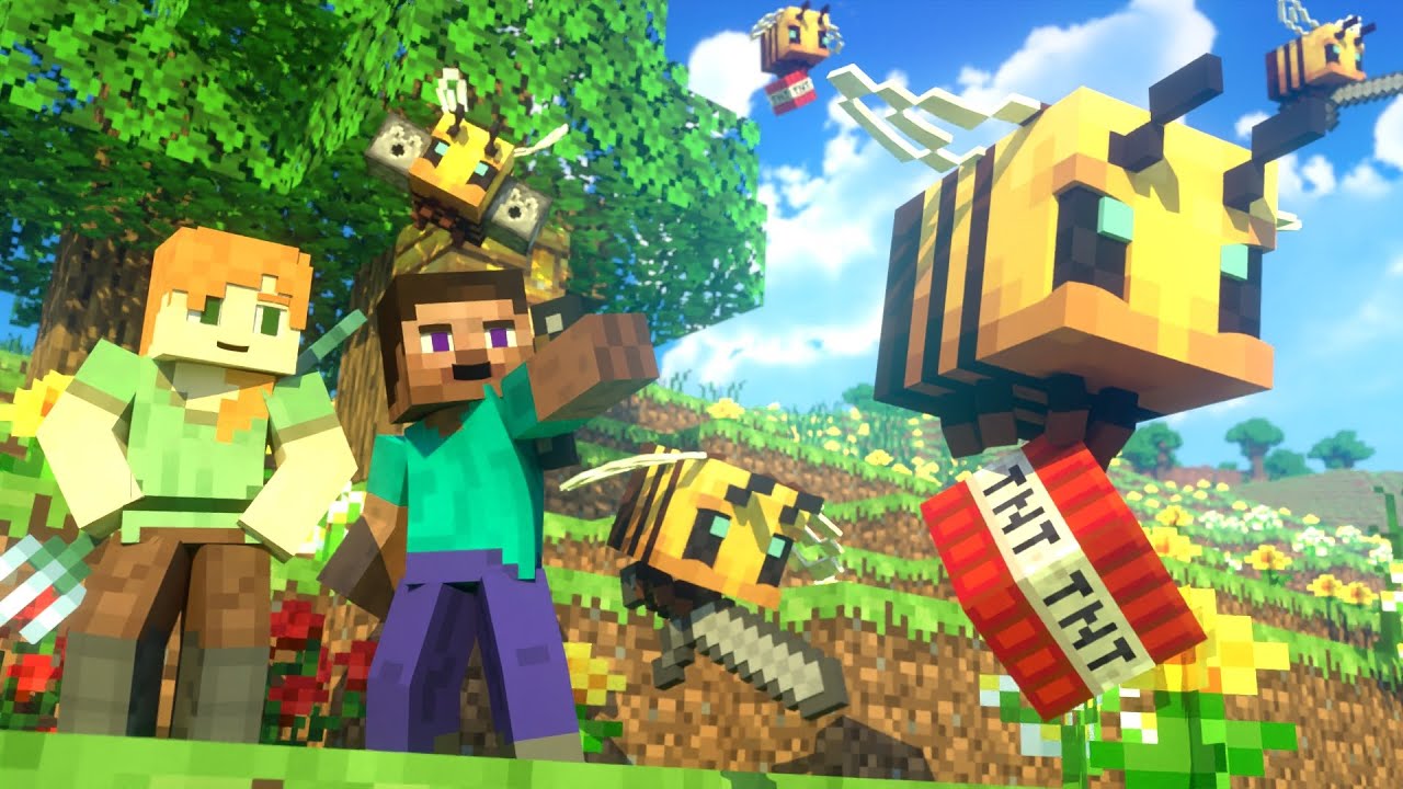 ตัว ละ มา ย ครา ฟ  Update New  BEES FIGHT - Alex and Steve Life (Minecraft Animation)