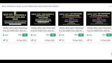 BPSC ASSISTANT PROFESSOR & LECTURER CIVIL 2022 EXAM ONLINE TEST SERIES|Test-04 is Live