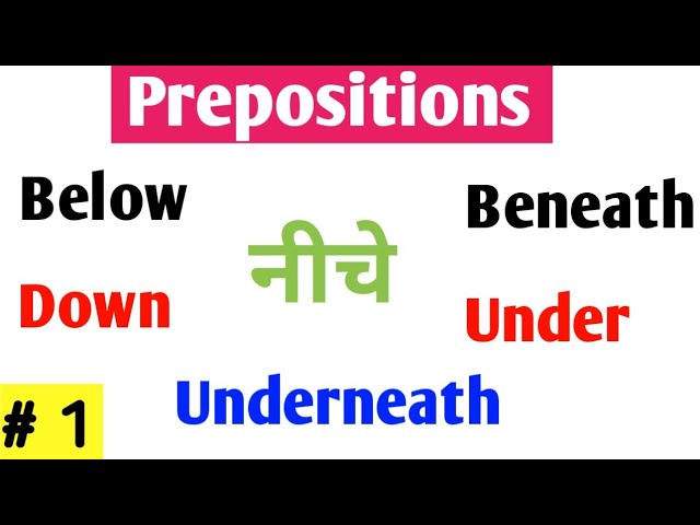 Prepositions - Below, Beneath, Underneath, Down and Under