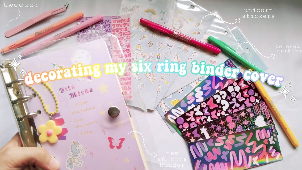 🍭decorating my a6 six ring binder cover🧸