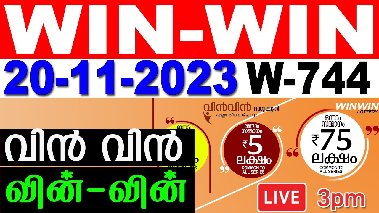 Kerala Lottery Result Today 20 November 2023 Highlights: Kerala Win Win  W.744 Lucky Draw Result(OUT); Check Winner List, Ticket Number