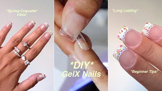 DETAILED steps to AESTHETIC Nails At Home | DIY GelX Nails, beginner friendly tips ౨ৎ ⋆｡˚