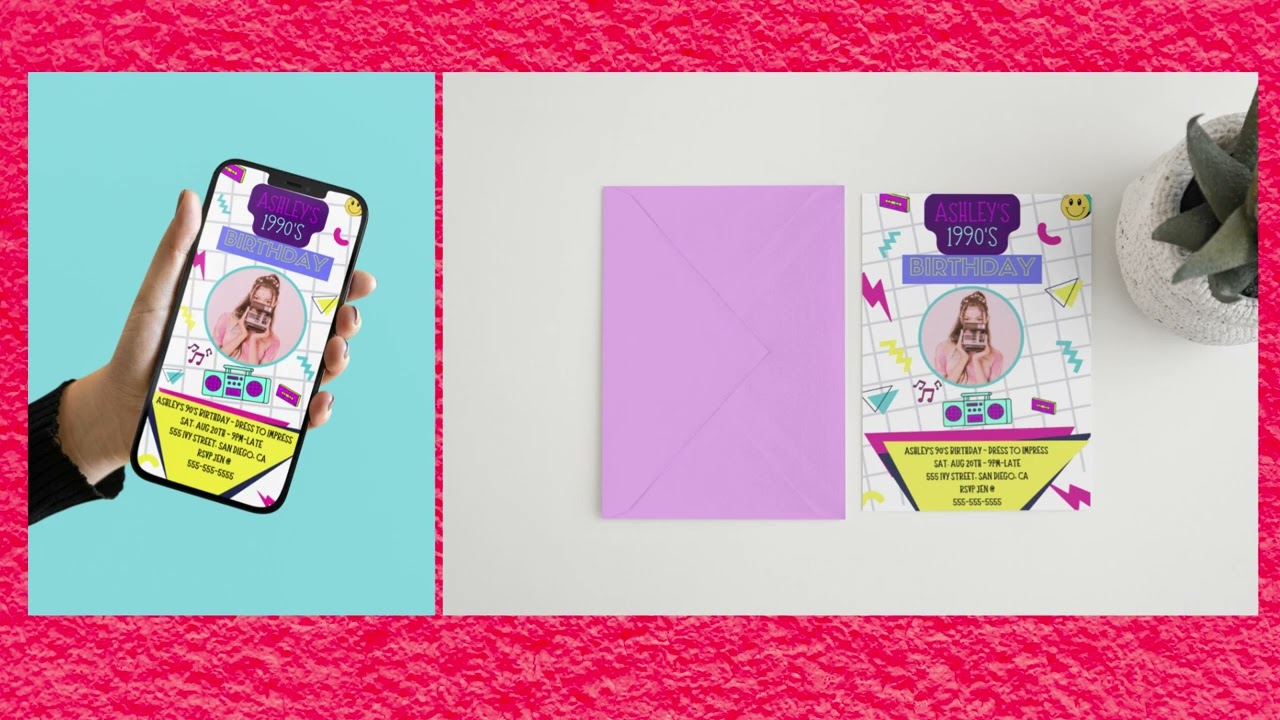 90s Party Invitation, Editable Instant Download Template, 90s Birthday Invitation, 90s Invitation