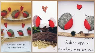 Beautiful elegant pebble art bird decoration collection