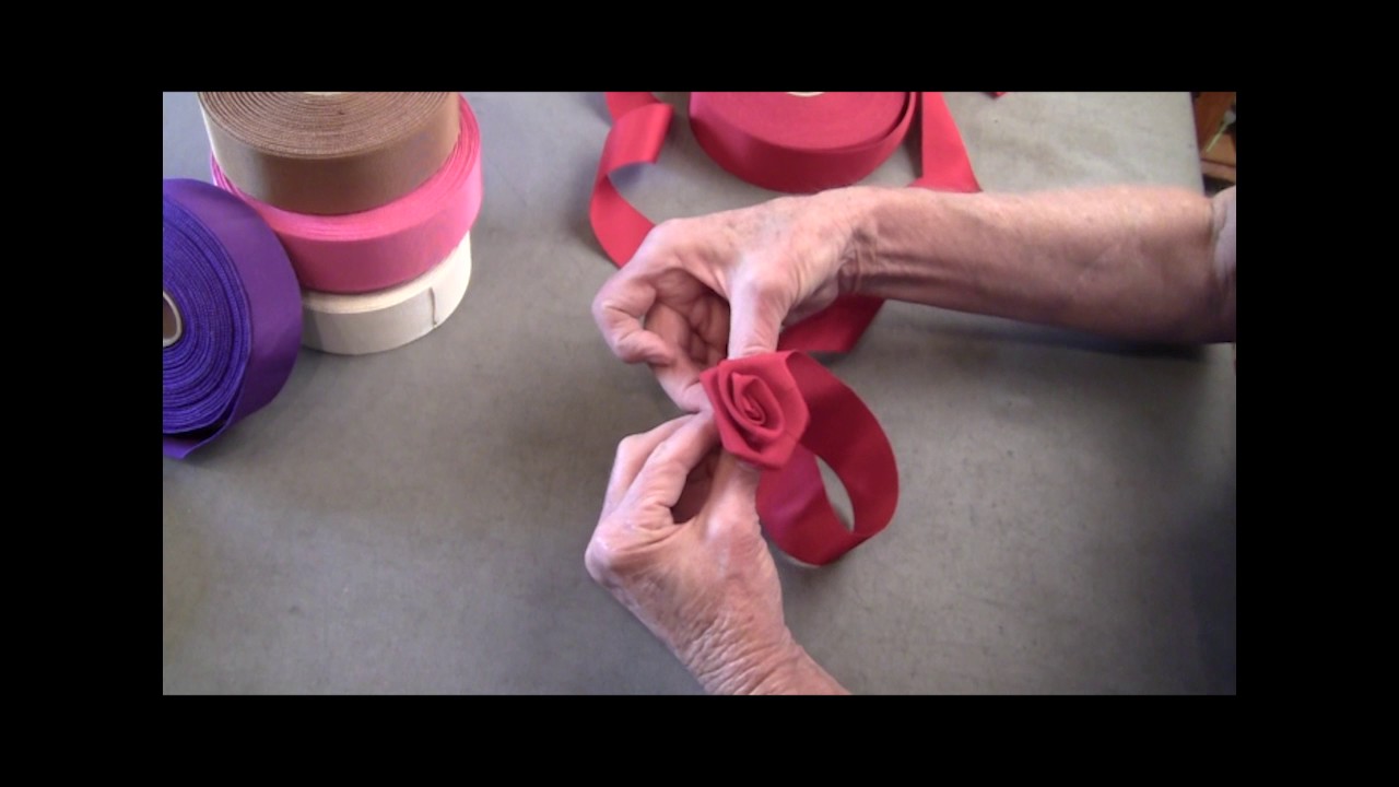 How to Sew: Ribbon Roses for Hats - YouTube