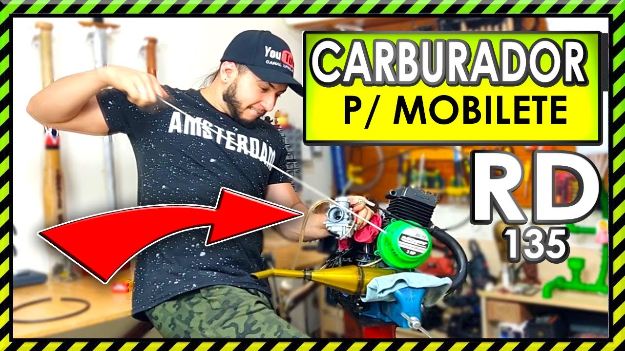 MOBILETE 07 - Como colocar e regular CARBURADOR RD 135 na MOBILETE