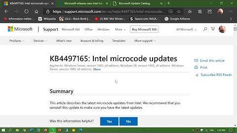 Intel Microsoft Code update manual download and CPU list September 3rd 2020