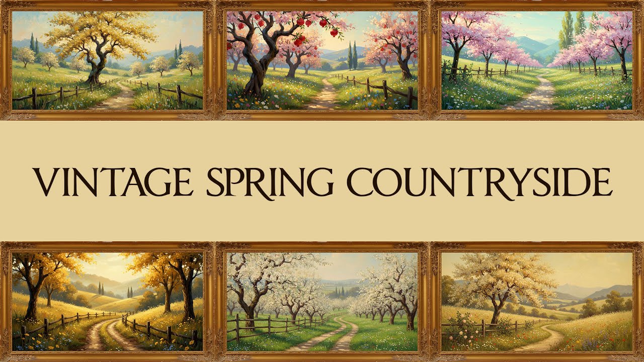 Vintage Spring Countryside Artwork | 4K Gold Frame TV Art Display | Calm Nature Atmosphere