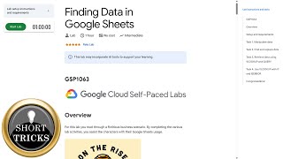 Finding Data in Google Sheets | #GSP1063 | #qwiklabs | #arcade | #solution