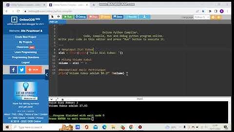 Membuat Program Menghitung Volume Kubus dan Menampilkan Tabel Perkalian pada PYTHON