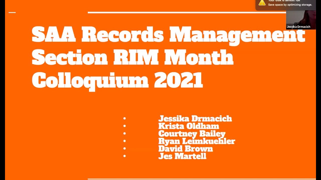 SAA RMS Section RIM Month Colloquium YouTube