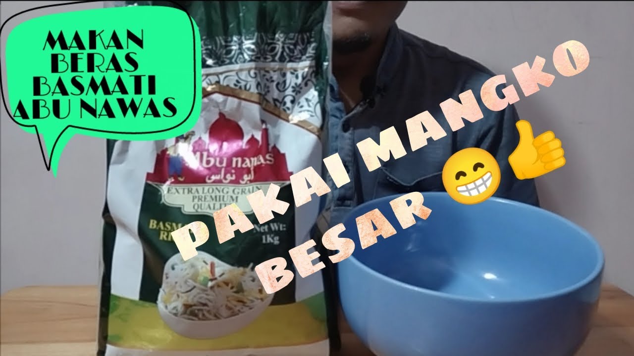 Nawas Rice ASMR RAW RICE || MAKAN BERAS MENTAH ABU NAWAS PAKAI MANGKOK BESAR ...