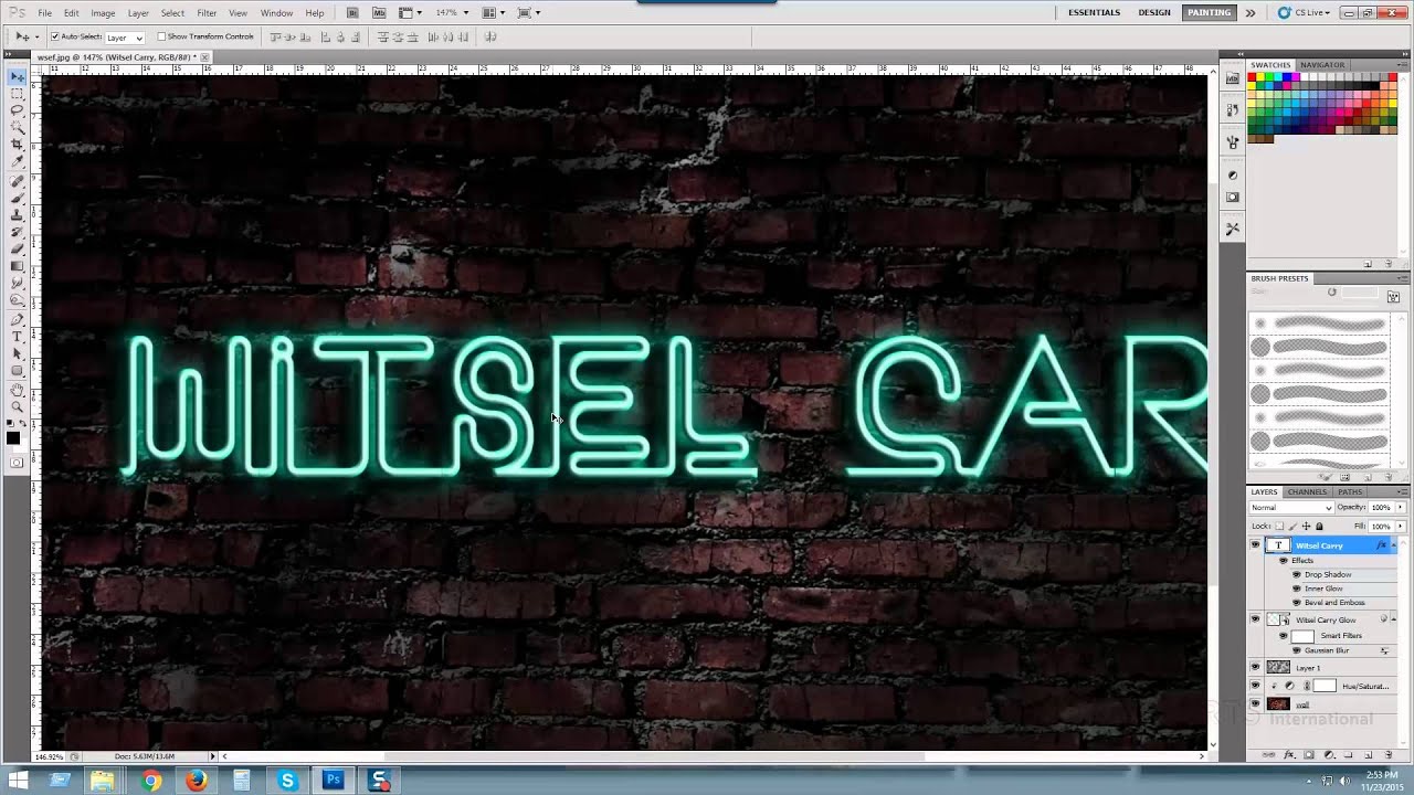How To Create NEON Text Effect Photoshop Tutorial YouTube