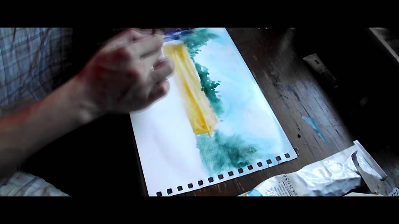 Min Lin Art - Painting a school (Watercolor) - YouTube