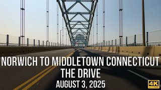 4K Drive from Norwich to Middletown, CT | Route 66, Arrigoni Bridge, Wesleyan, CVH & More