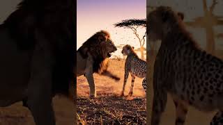lion and cheetah fight ☠️ #lion #leopard #viralshorts #forest #fighting #fightscene