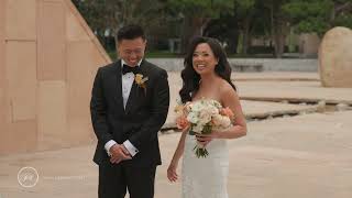 A Dreamy First Look at Noguchi garden in Costa Mesa: Angeline + Jimmy Wedding Day