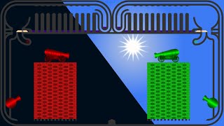 Castle Destruction 18 - Day and Night - Marble Race in Algodoo