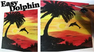 wallpapers Drawing Beginner Dolphin Painting Easy easy dolphin sunset painting for